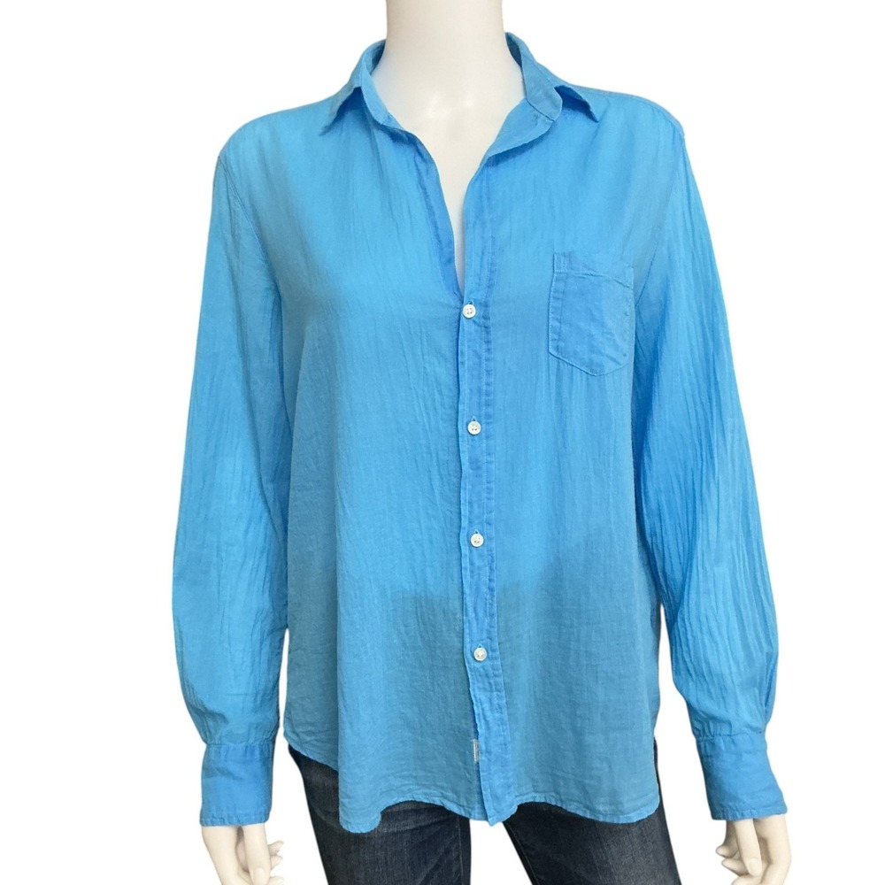 Frank & Eileen The Eileen Button Down Shirt Size S Sky Blue Gauzy Italian Cotton